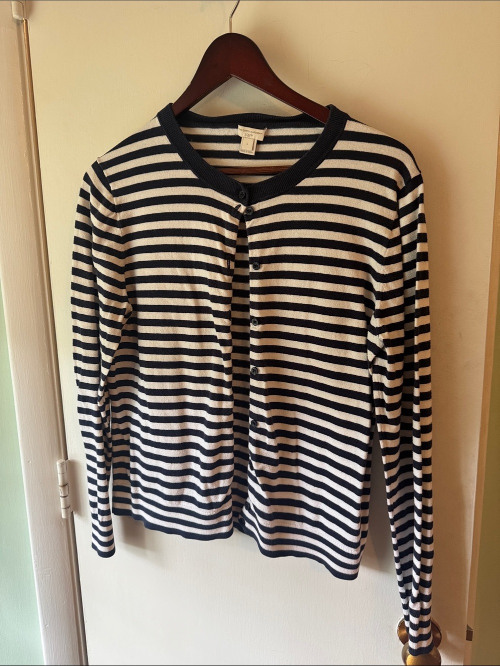 J. Crew Navy and White Striped Caryn Cardigan